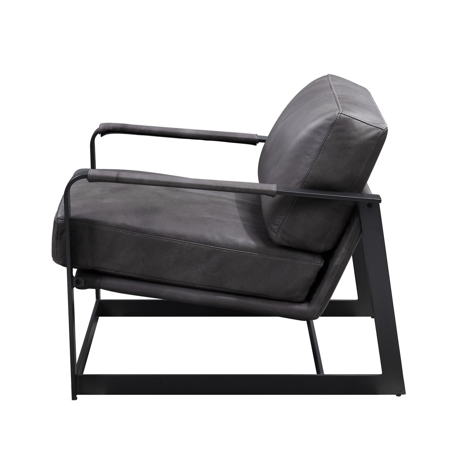 Gray & Steel Blue Top Grain Leather Arm Chair