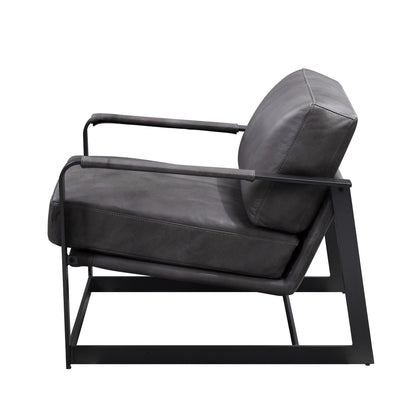 Gray & Steel Blue Top Grain Leather Arm Chair
