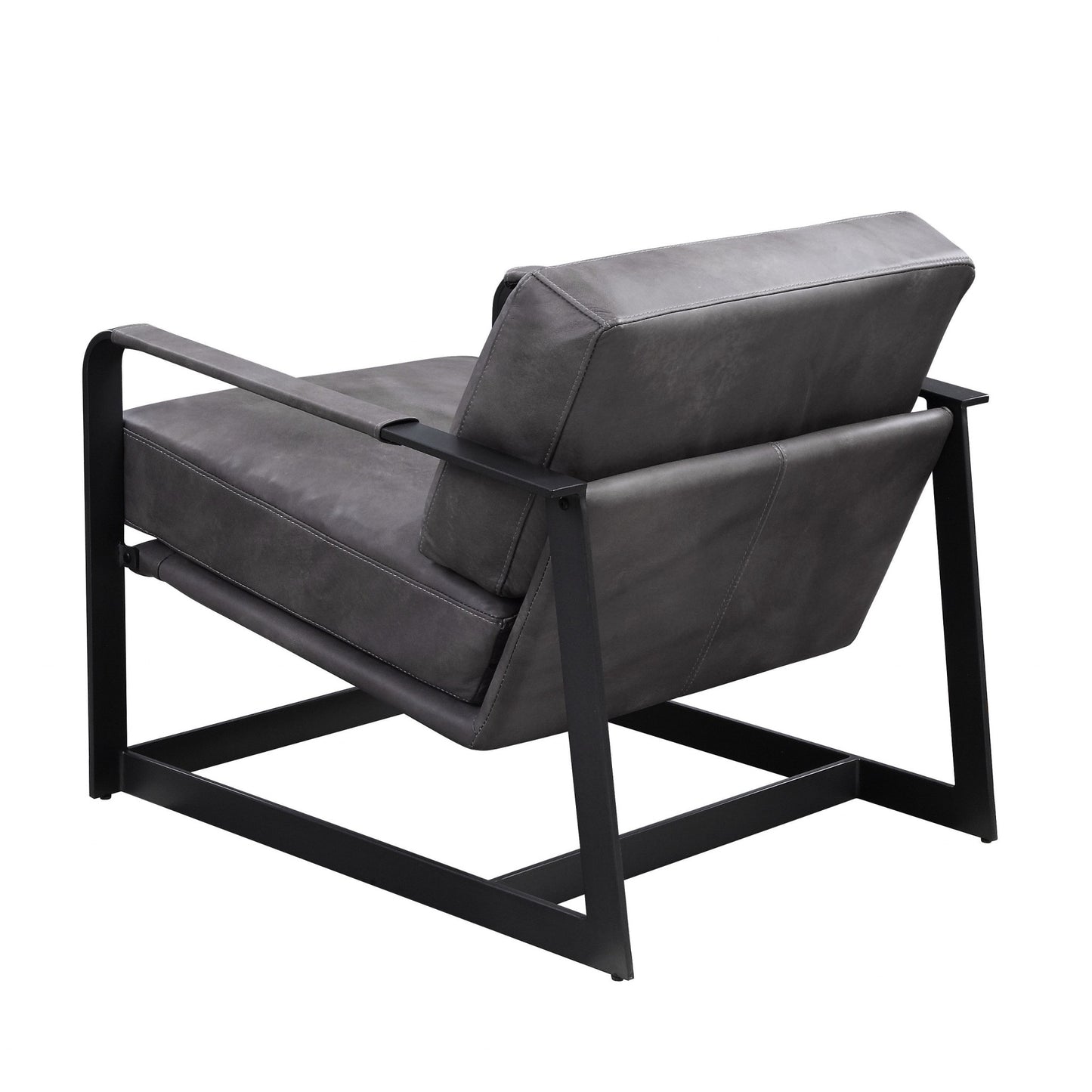 Gray & Steel Blue Top Grain Leather Arm Chair