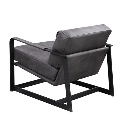 Gray & Steel Blue Top Grain Leather Arm Chair