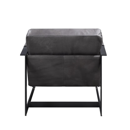 Gray & Steel Blue Top Grain Leather Arm Chair