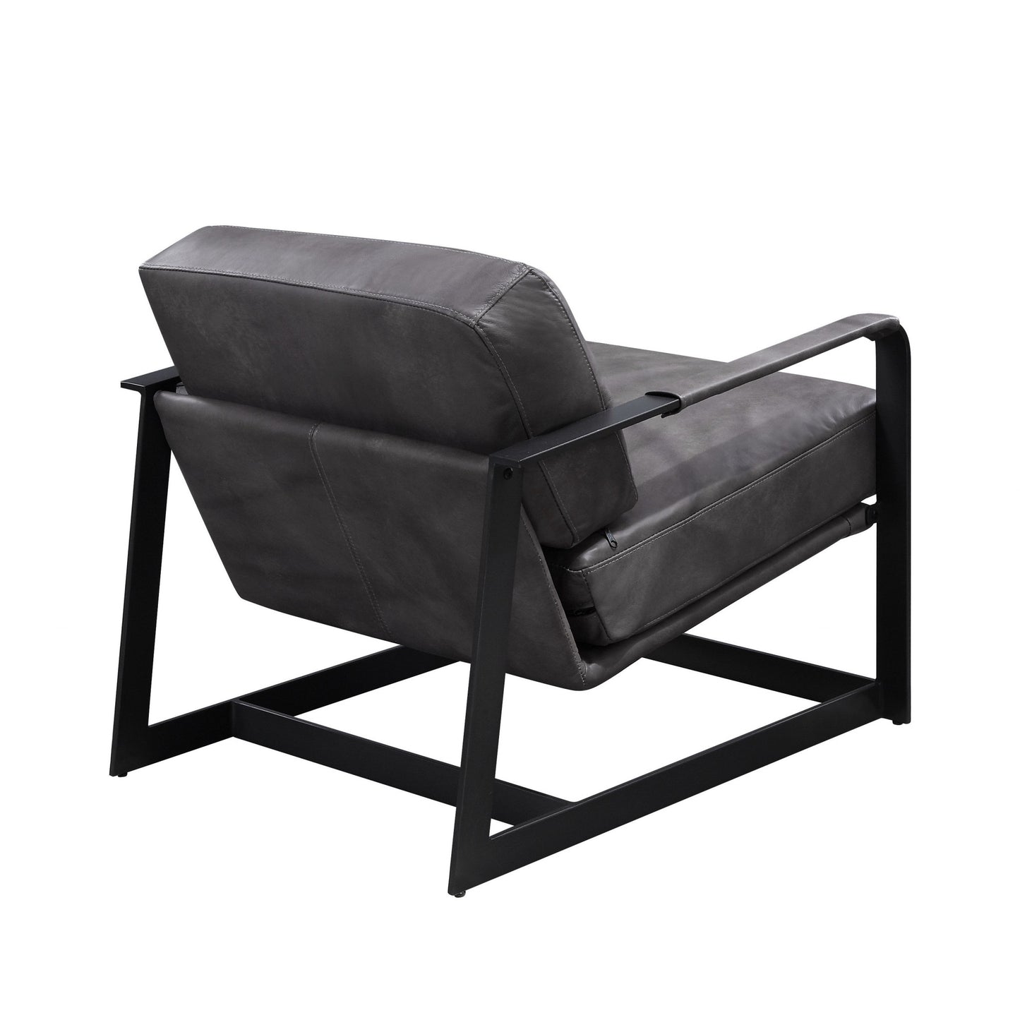 Gray & Steel Blue Top Grain Leather Arm Chair