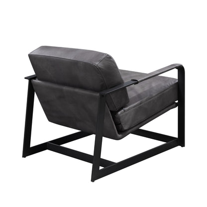 Gray & Steel Blue Top Grain Leather Arm Chair
