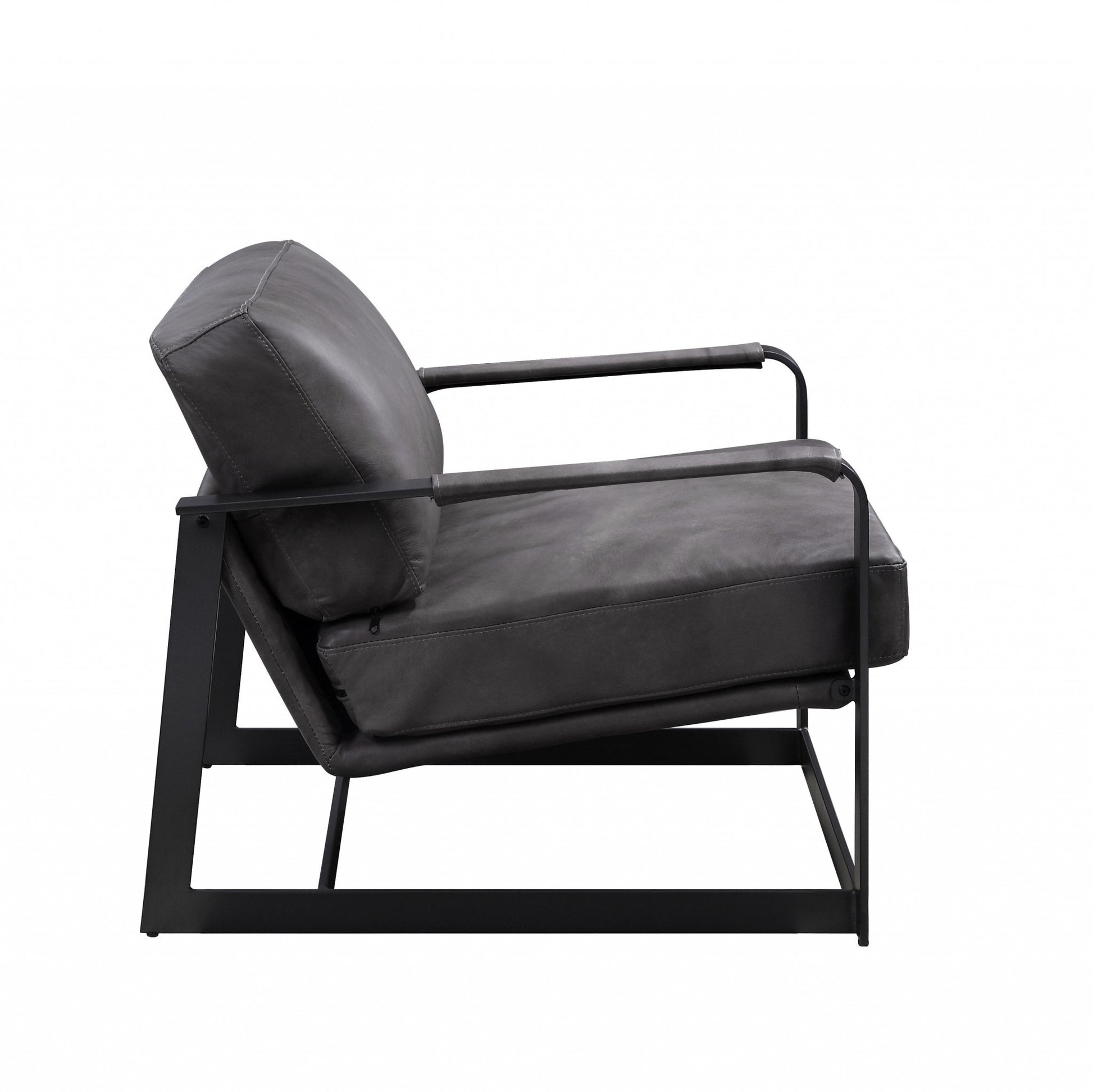Gray & Steel Blue Top Grain Leather Arm Chair