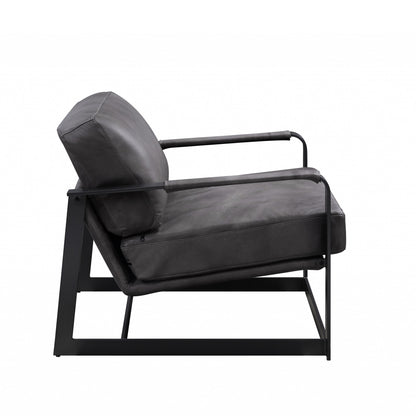 Gray & Steel Blue Top Grain Leather Arm Chair