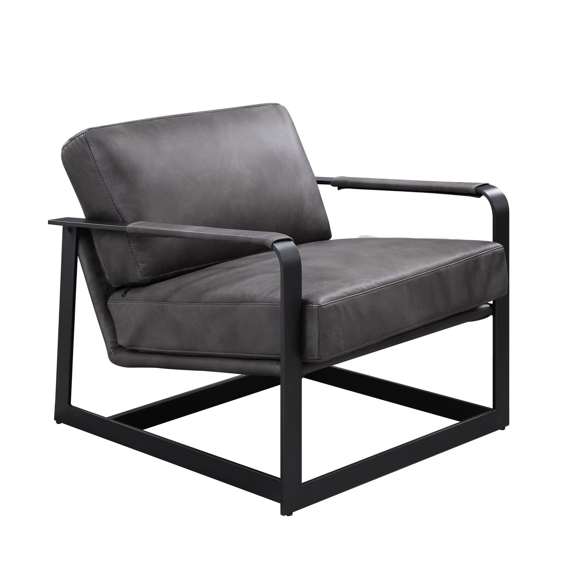 Gray & Steel Blue Top Grain Leather Arm Chair