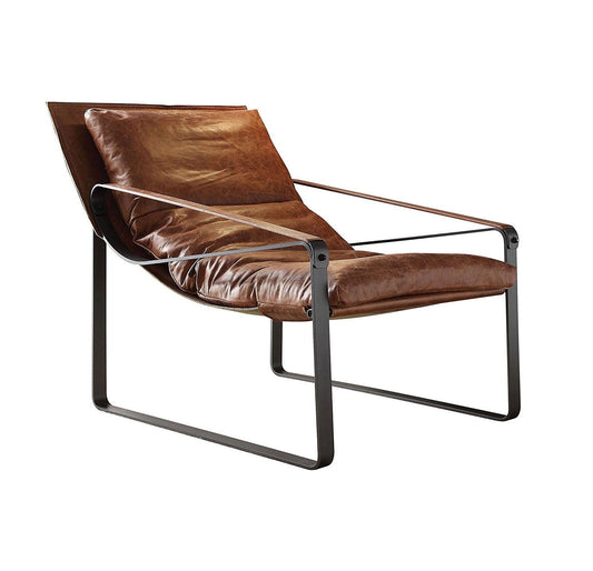 Brandy Chocolate Top Grain Leather Lounge Chair