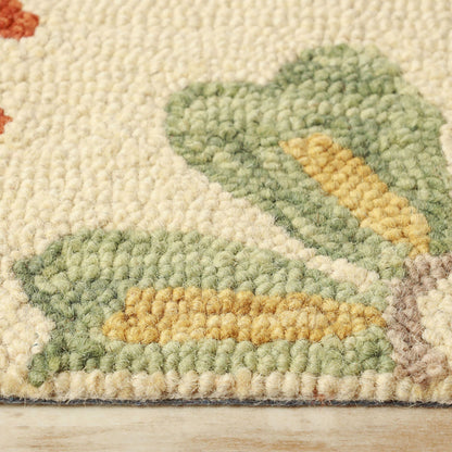 8 x 10 Cream Wool Medallion Tufted Handmade Stain Resistant Rug