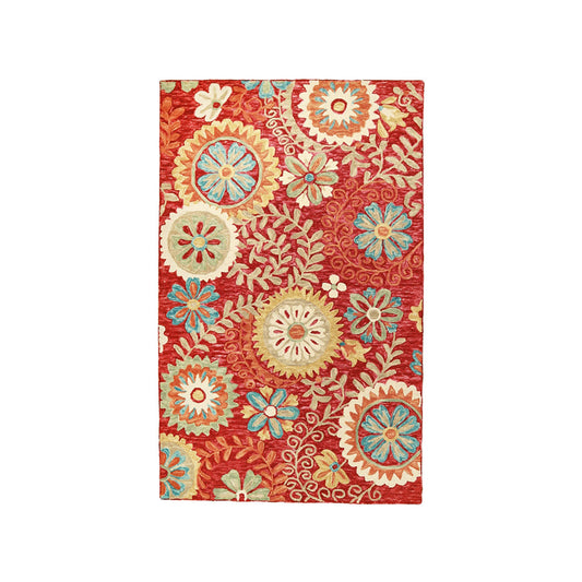 8 x 10 Rust Wool Medallion Tufted Handmade Stain Resistant Rug