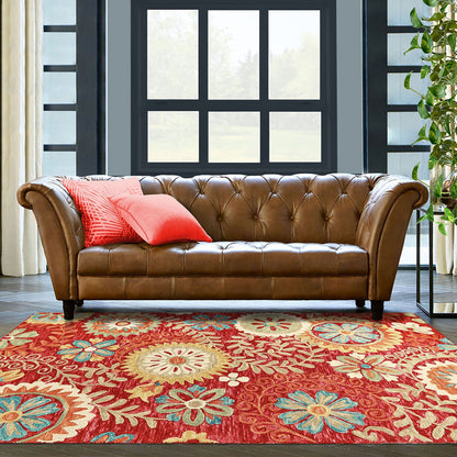 8 x 10 Rust Wool Medallion Tufted Handmade Stain Resistant Rug
