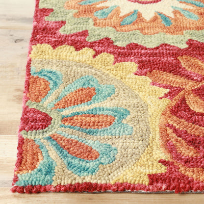 8 x 10 Rust Wool Medallion Tufted Handmade Stain Resistant Rug