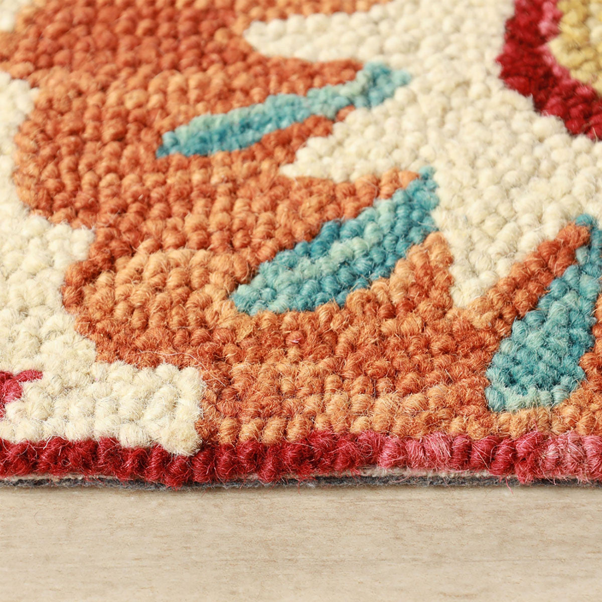 8 x 10 Rust Wool Medallion Tufted Handmade Stain Resistant Rug