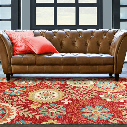 8 x 10 Rust Wool Medallion Tufted Handmade Stain Resistant Rug
