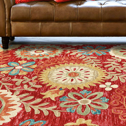 8 x 10 Rust Wool Medallion Tufted Handmade Stain Resistant Rug