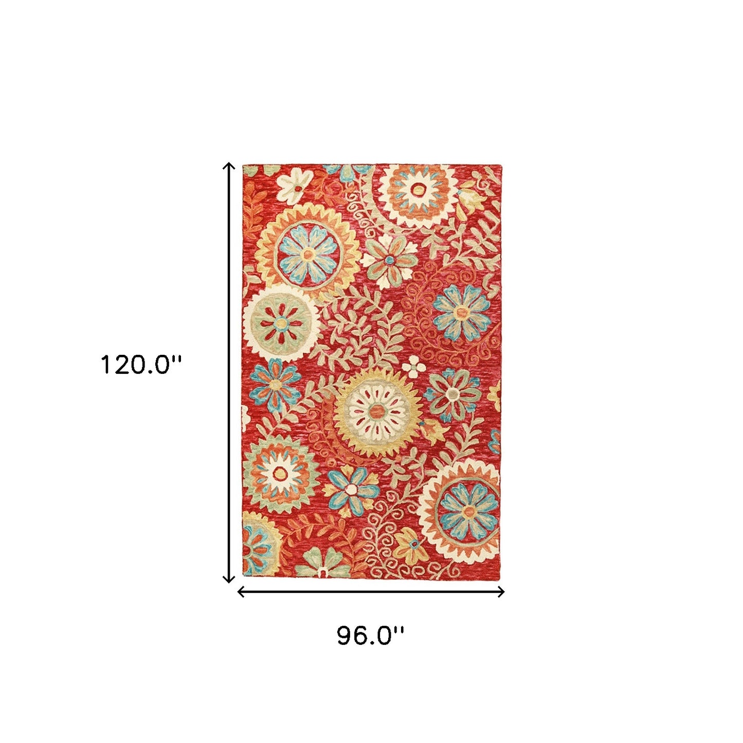 8 x 10 Rust Wool Medallion Tufted Handmade Stain Resistant Rug