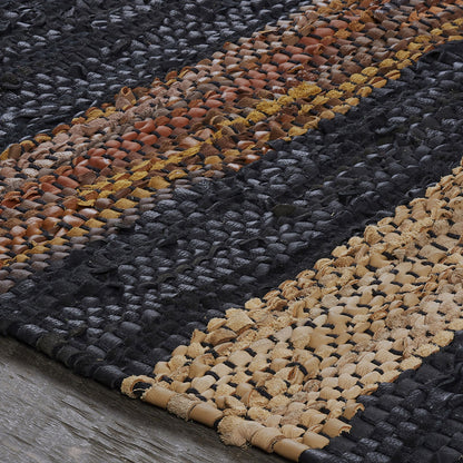 8 x 10 Navy Blue Striped Hand Woven Stain Resistant Rug