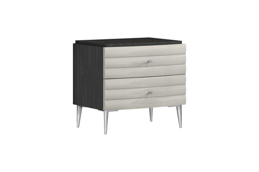 Dark Gray & Ivory 2 Drawer Nightstand
