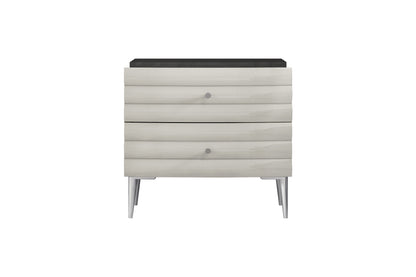 Dark Gray & Ivory 2 Drawer Nightstand