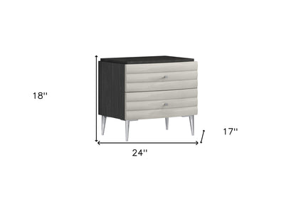 Dark Gray & Ivory 2 Drawer Nightstand