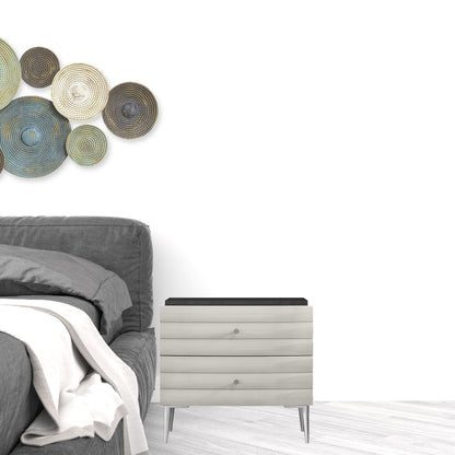 Dark Gray & Ivory 2 Drawer Nightstand