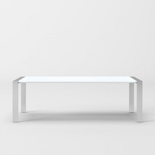 White And Silver Stainless Steel Dining Table