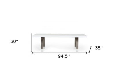 White And Gray Stainless Steel Dining Table