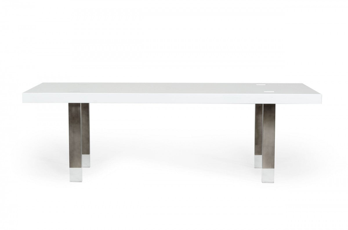 White And Gray Stainless Steel Dining Table