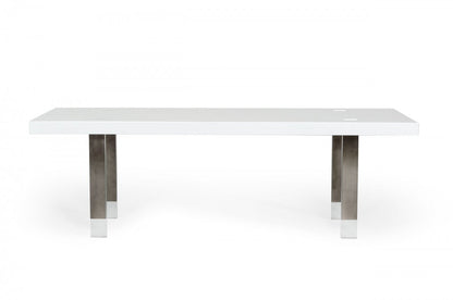 White And Gray Stainless Steel Dining Table