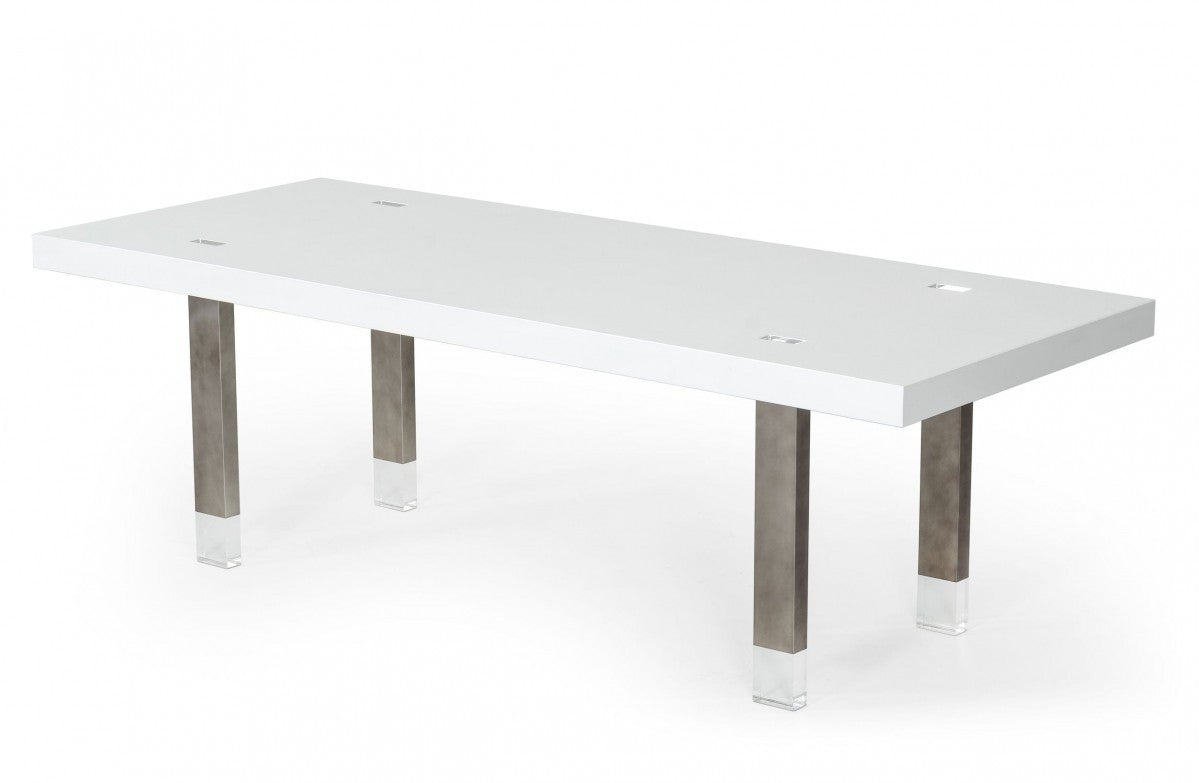 White And Gray Stainless Steel Dining Table