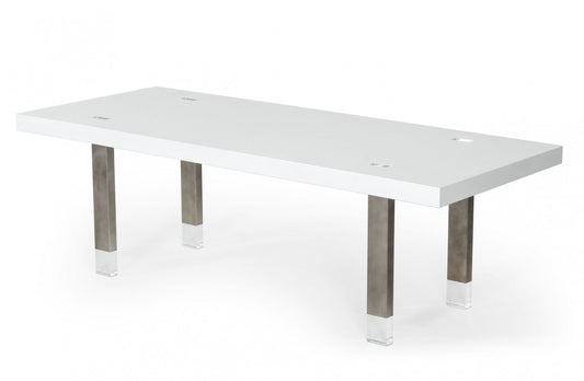 White And Gray Stainless Steel Dining Table