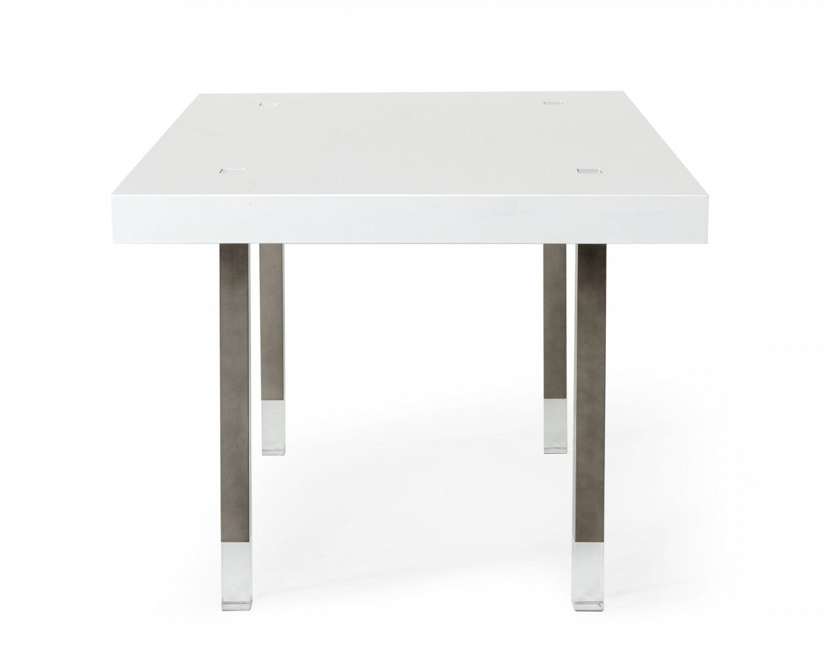 White And Gray Stainless Steel Dining Table