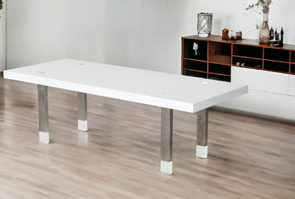 White And Gray Stainless Steel Dining Table