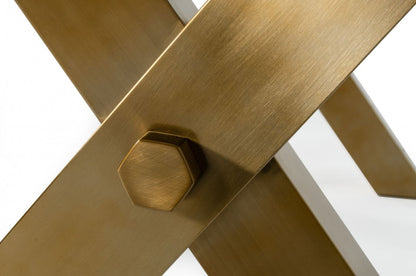 Clear And Gold Glass And Stainless Steel Sled Base Dining Table