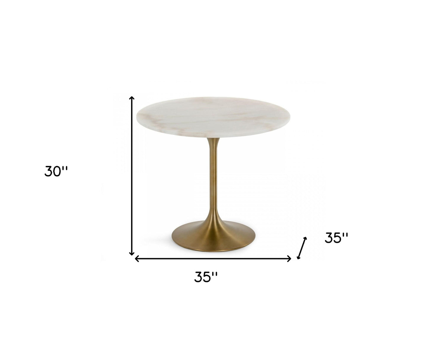 White And Gold Rounded Marble And Metal Dining Table