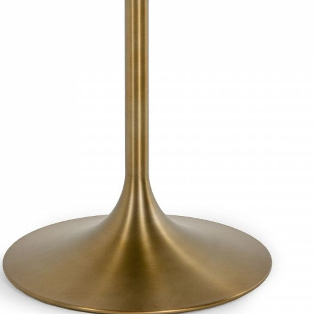 White And Gold Rounded Marble And Metal Dining Table