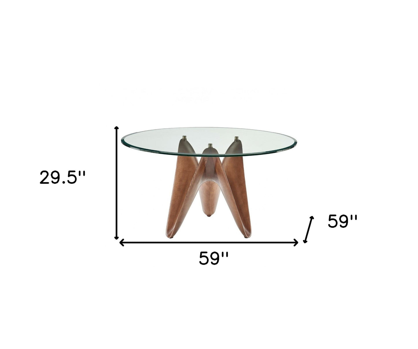 Clear And Brown Rounded Glass And Solid Manufactured Wood Pedestal Base Dining Table