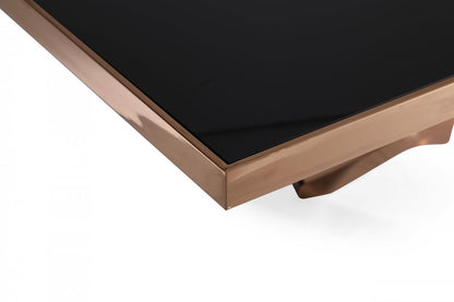 Black And Gold Glass And Stainless Steel Pedestal Base Dining Table