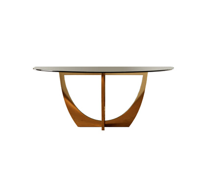 Clear And Gold Oval Glass And Stainless Steel Dining Table