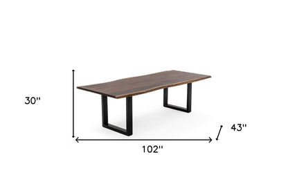 Brown And Black Solid Wood And Metal Sled Base Dining Table