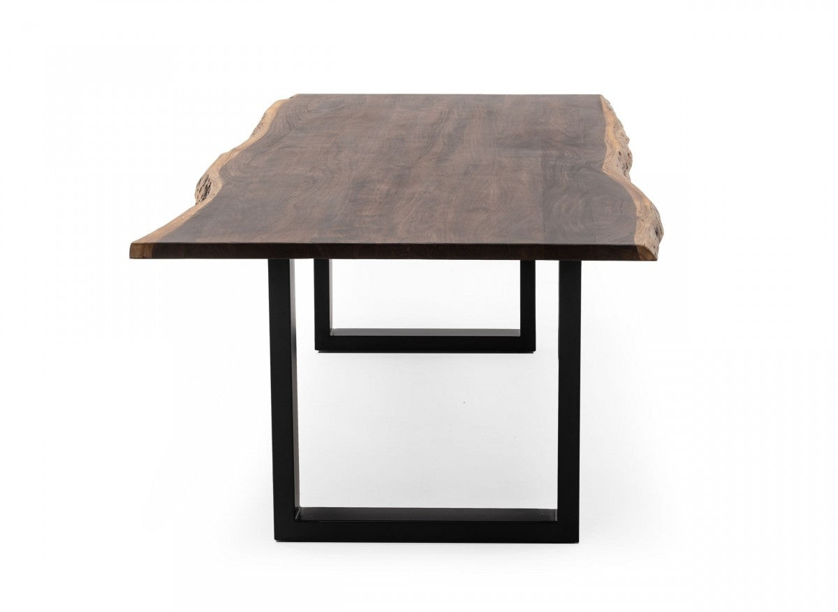 Brown And Black Solid Wood And Metal Sled Base Dining Table