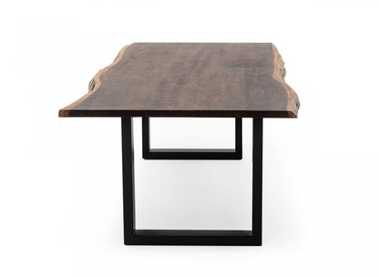 Brown And Black Solid Wood And Metal Sled Base Dining Table