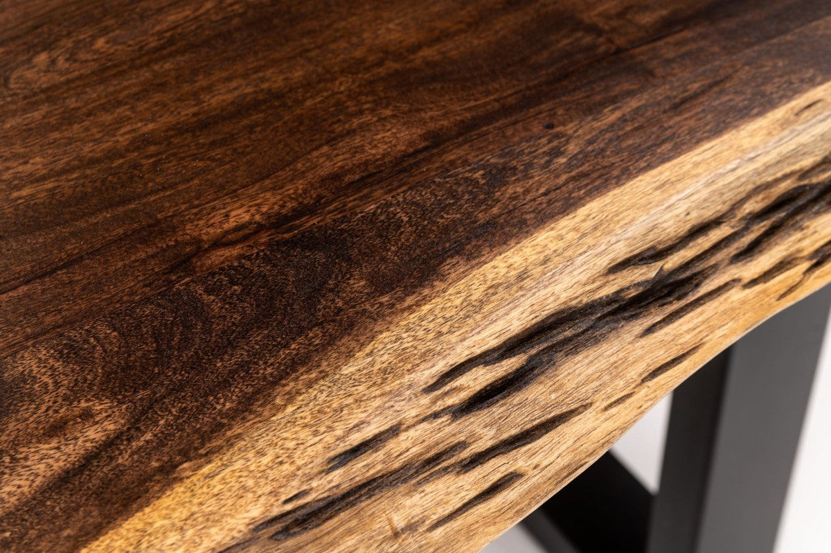 Brown And Black Solid Wood And Metal Sled Base Dining Table