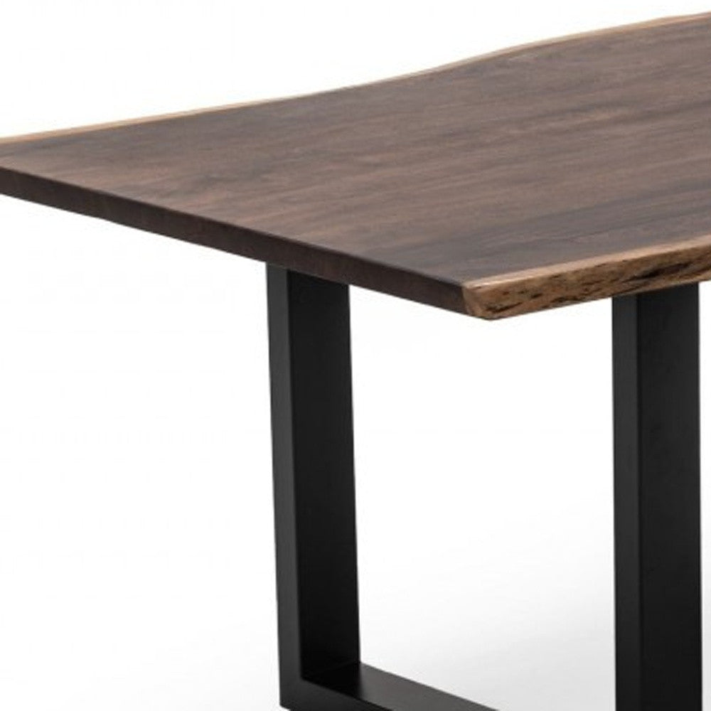Brown And Black Solid Wood And Metal Sled Base Dining Table