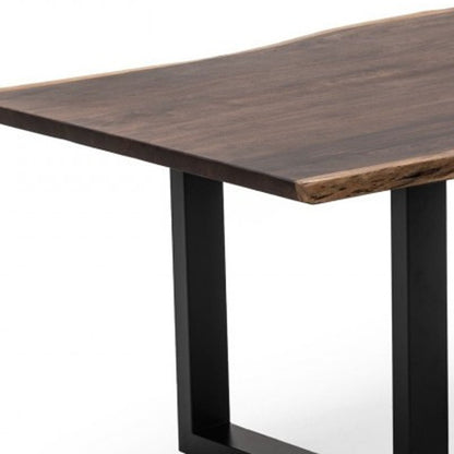 Brown And Black Solid Wood And Metal Sled Base Dining Table