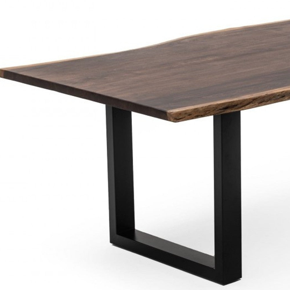 Brown And Black Solid Wood And Metal Sled Base Dining Table