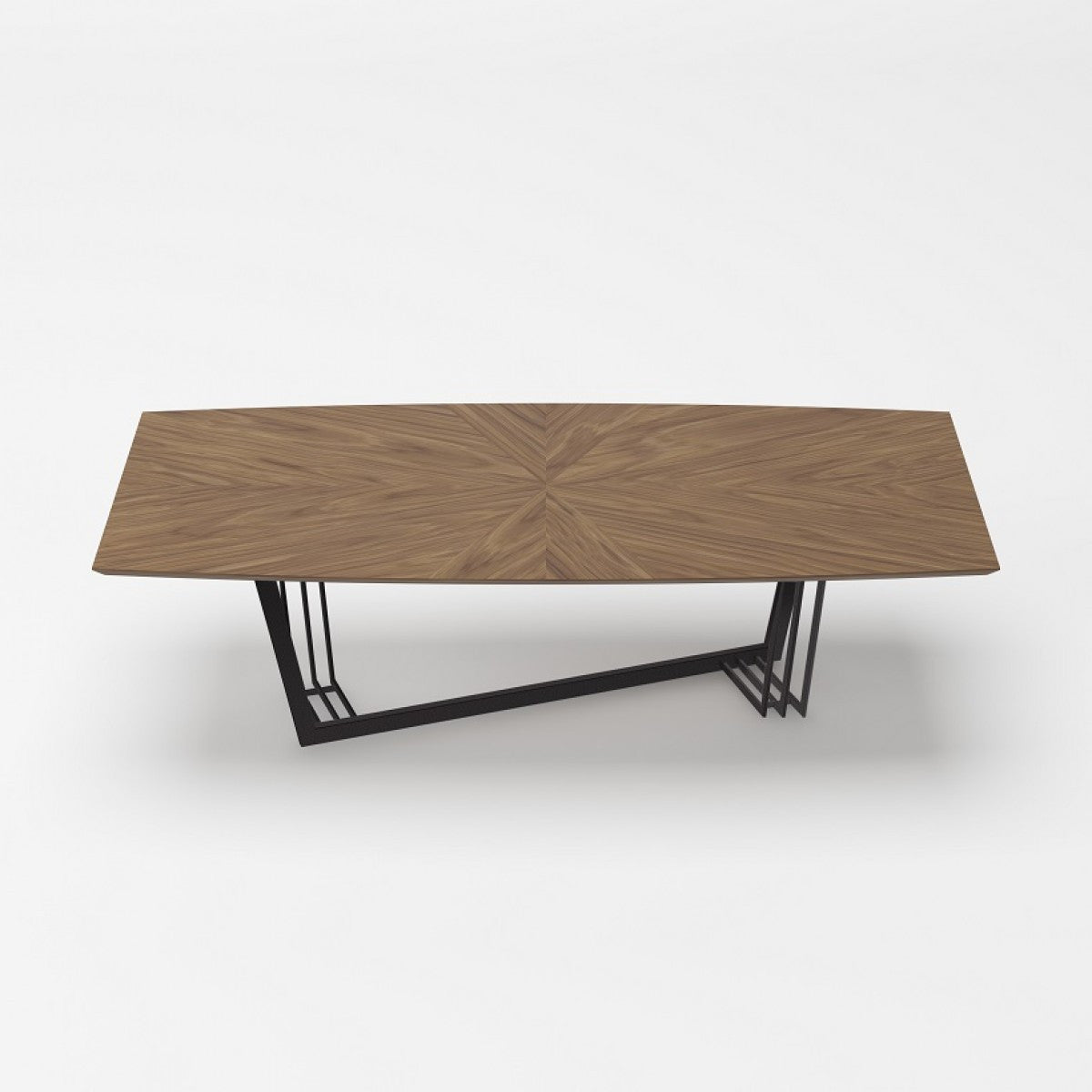 Walnut And Black Rectangular Geo Trestle Wood Dining Table