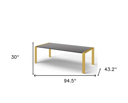 Gray And Brass Stainless Steel Dining Table