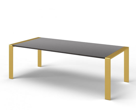 Gray And Brass Stainless Steel Dining Table