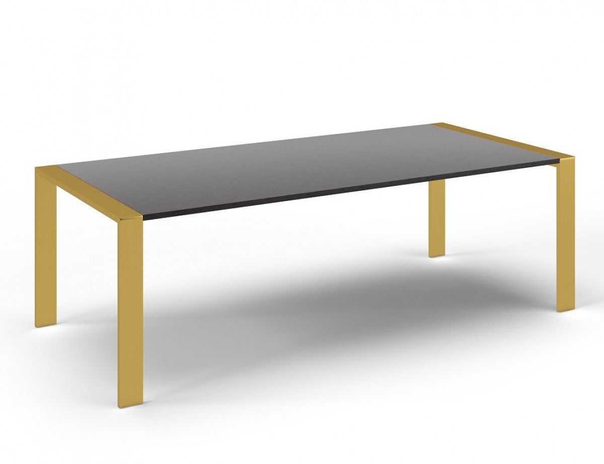 Gray And Brass Stainless Steel Dining Table