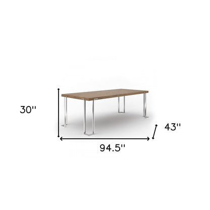 Walnut And Chrome Rectangular Manufactured Wood And Stainless Steel Dining Table